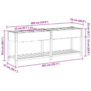 Macetero de Jardín con Rejillas 203x53x76 cm de Madera Maciza de Abeto V0708 Vetonek