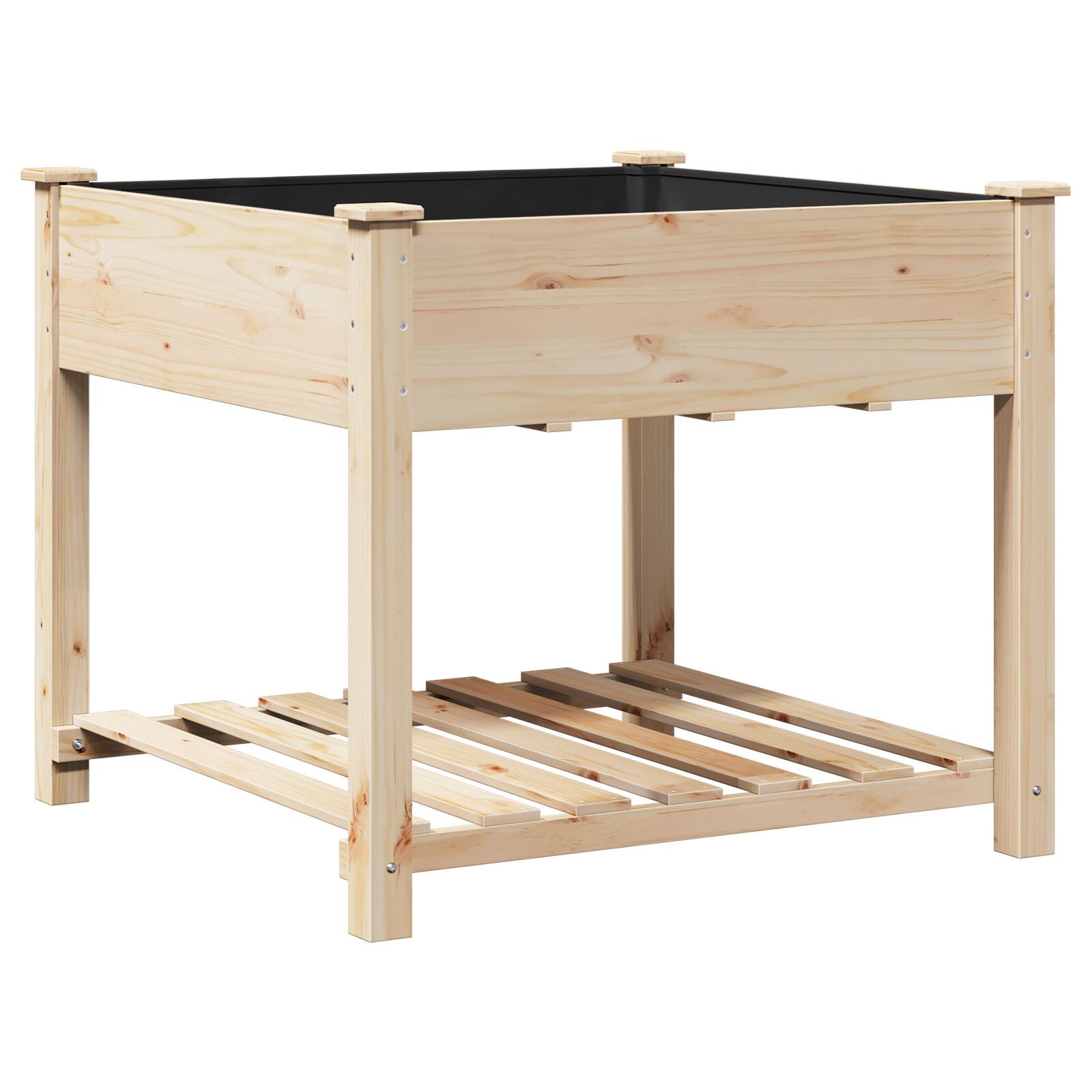 Macetero de jardín con estante 90x90x76 cm de madera maciza de abeto V0661 Vetonek