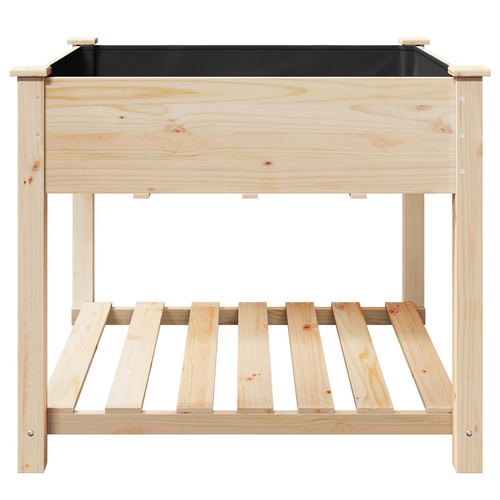 Macetero de jardín con estante 90x90x76 cm de madera maciza de abeto V0661 Vetonek