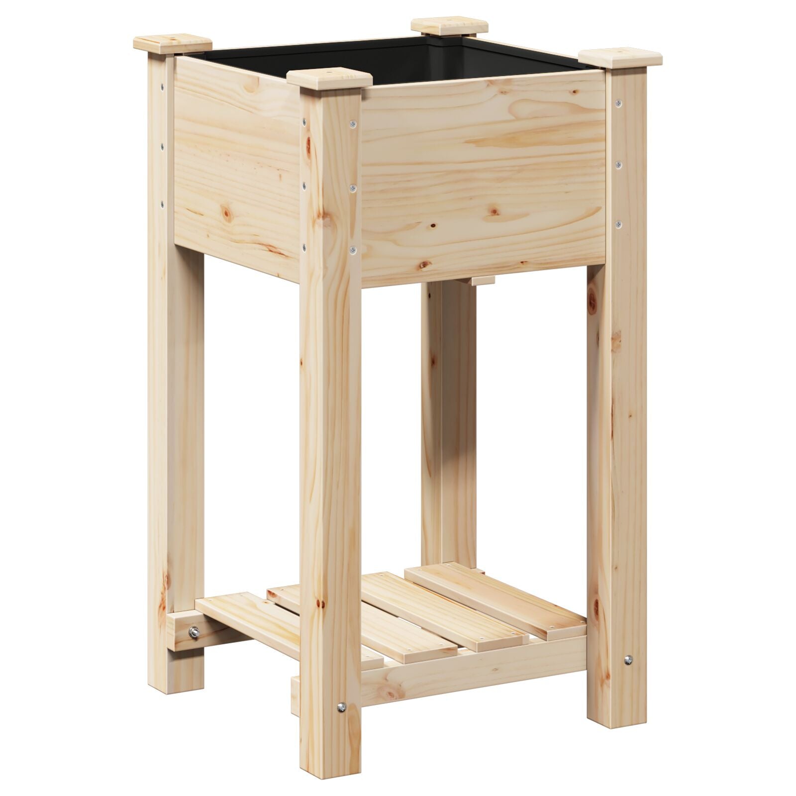 Plantador de Jardín con Estante 45x45x76 cm Madera Sólida de Pino V0647 Vetonek