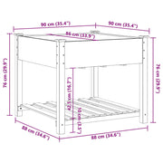 Macetero de jardín con estante 90x90x76 cm de madera maciza de abeto V0661 Vetonek