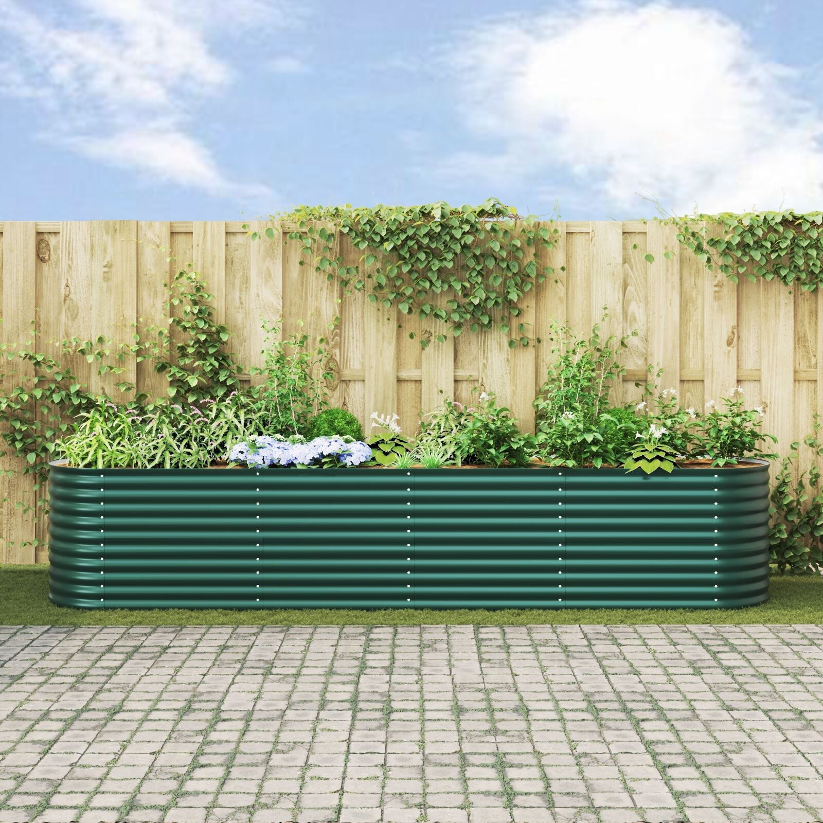 Huerto elevado Verde 400x80x81 cm Acero Galvanizado V3511 Vetonek