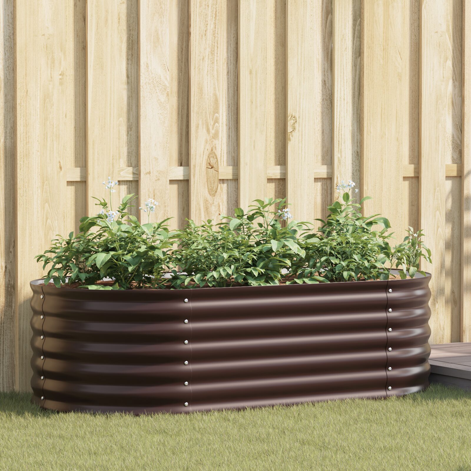 Huerto Elevado Marrón 160x80x44 cm de Acero Galvanizado V3696 Vetonek