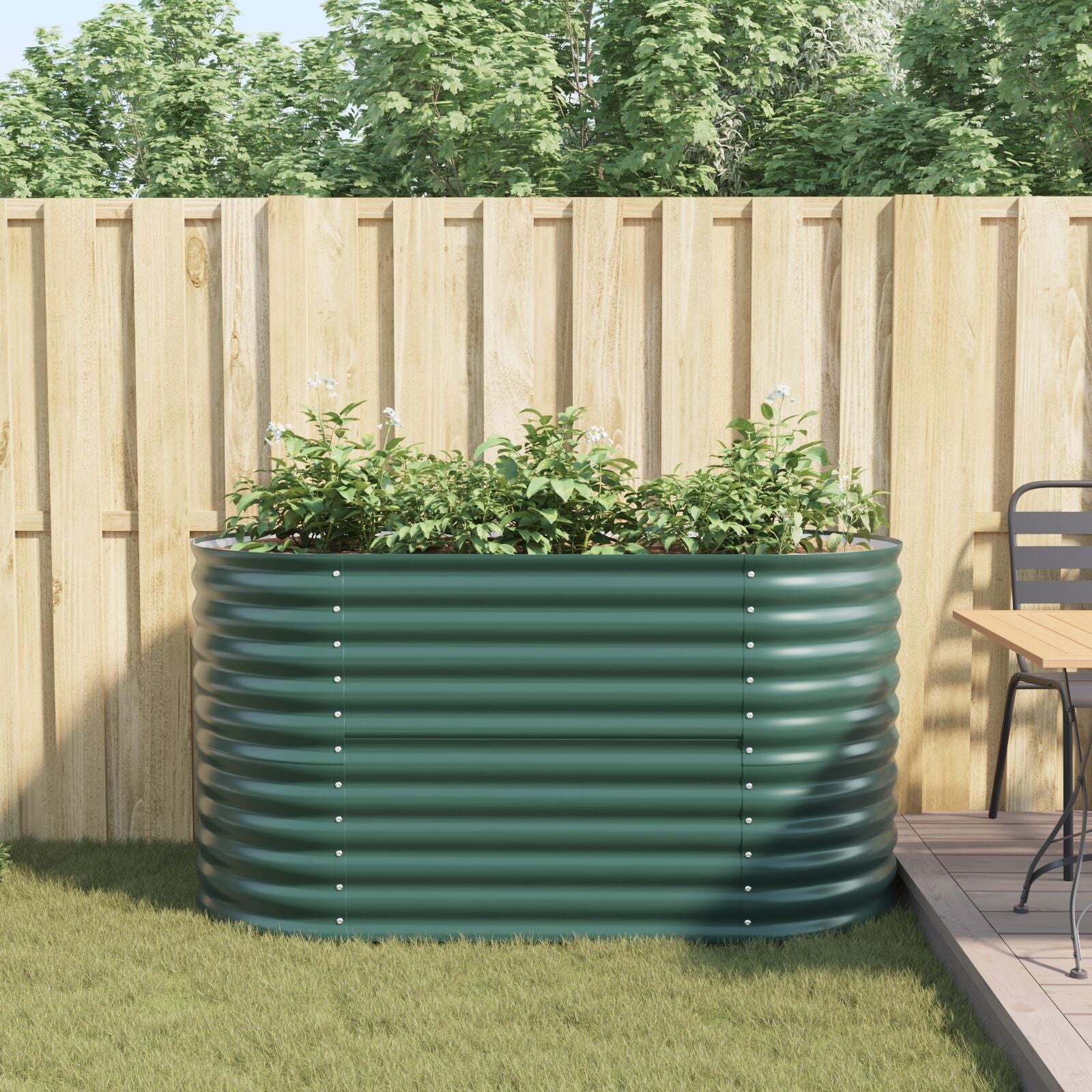 Huerto Elevado Verde 160x80x81 cm de Acero Galvanizado V3542 Vetonek