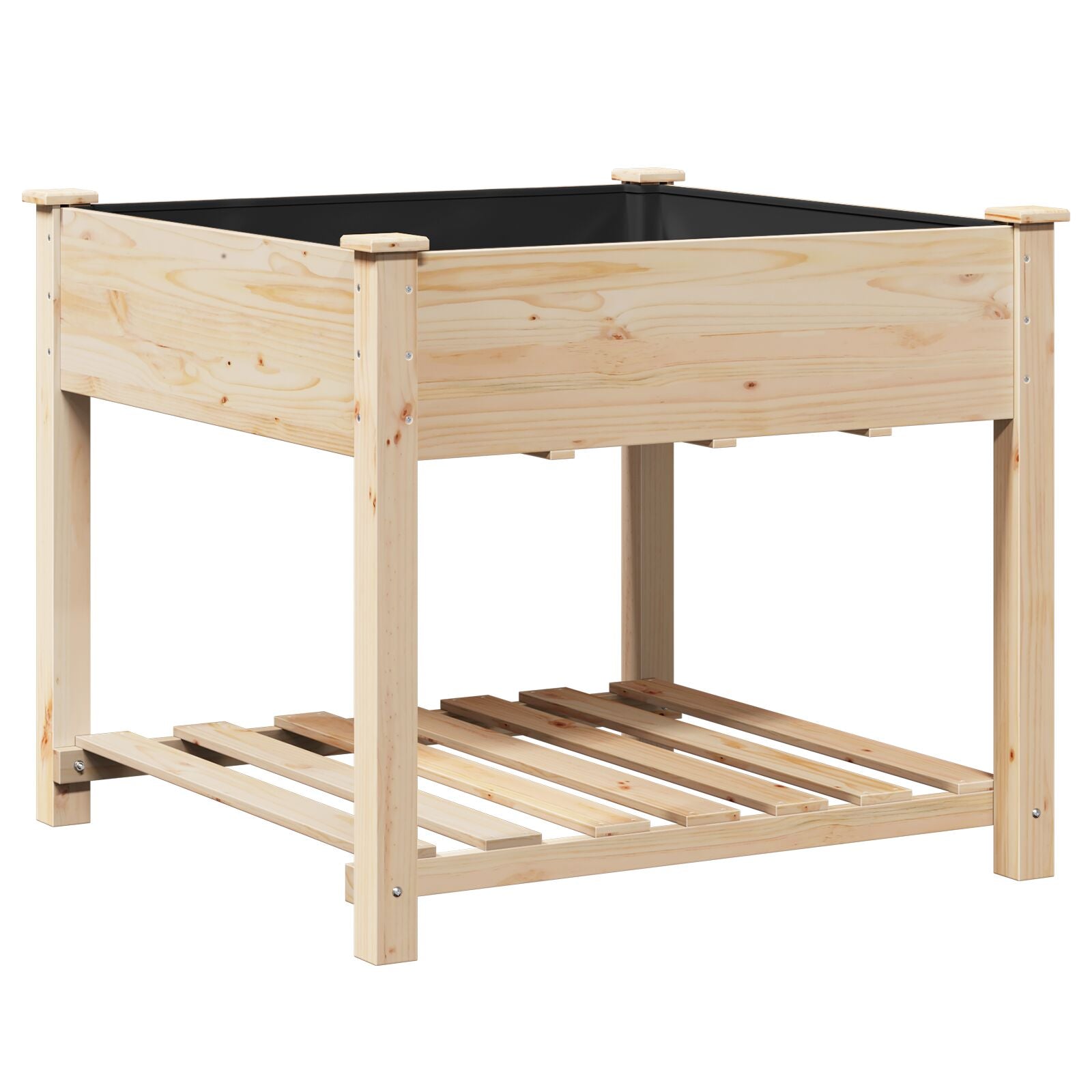 Macetero de jardín con estante 90x90x76 cm de madera maciza de abeto V0661 Vetonek