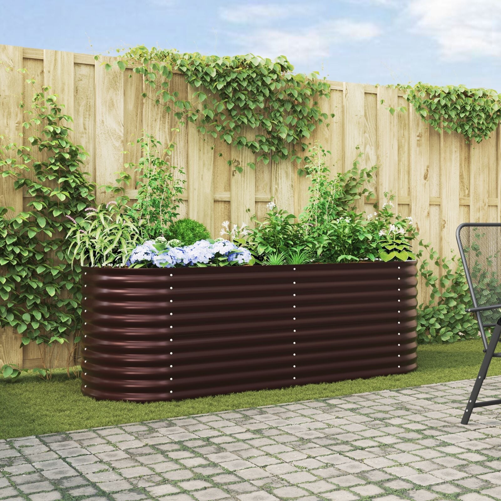Huerto Elevado Marrón 240x80x81 cm Acero Galvanizado V3634 Vetonek