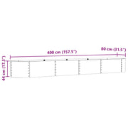 Huerto Elevado Marrón 400x80x44 cm de Acero Galvanizado V3665 Vetonek