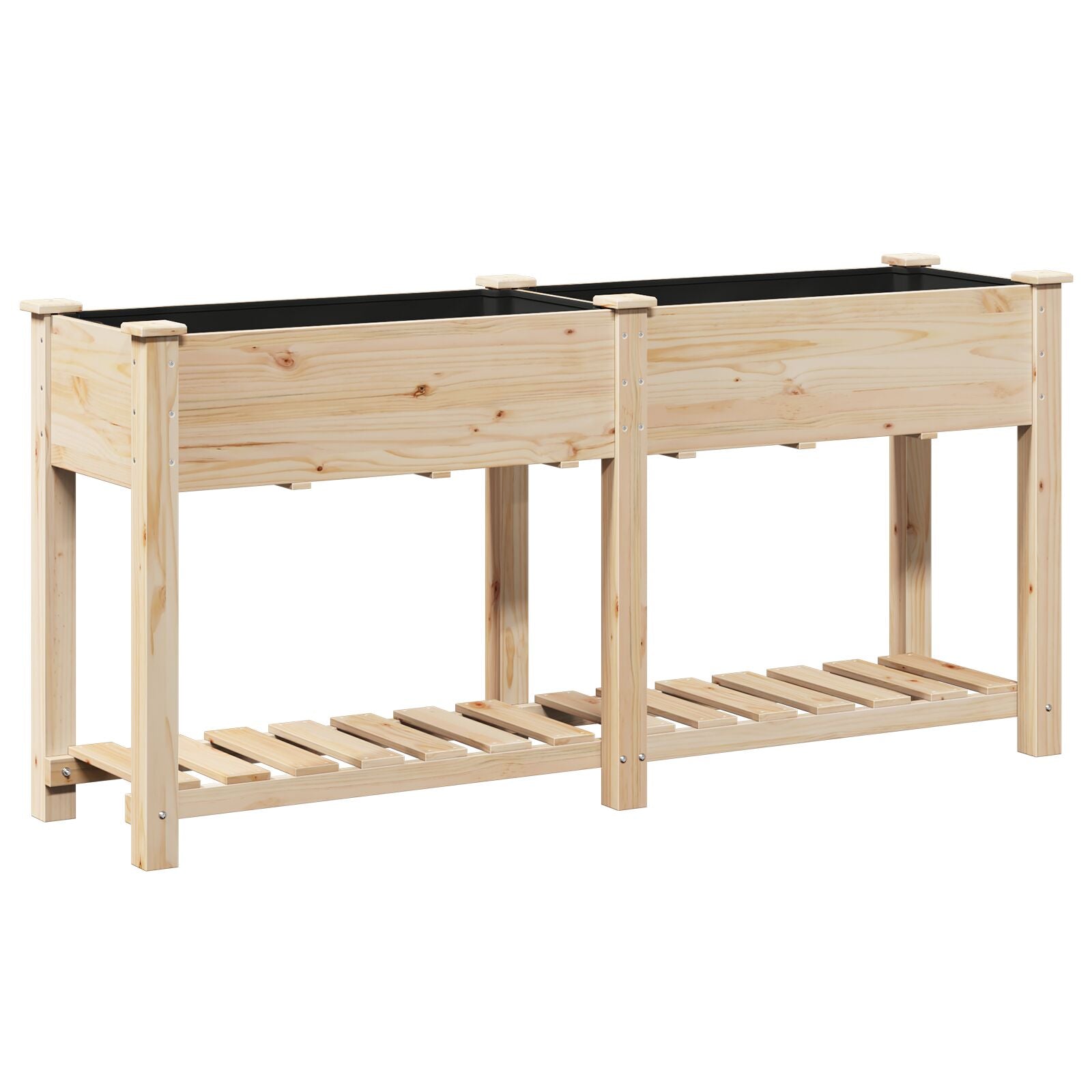 Macetero de jardín con estante 161x43x76 cm de madera maciza de abeto V0562 Vetonek