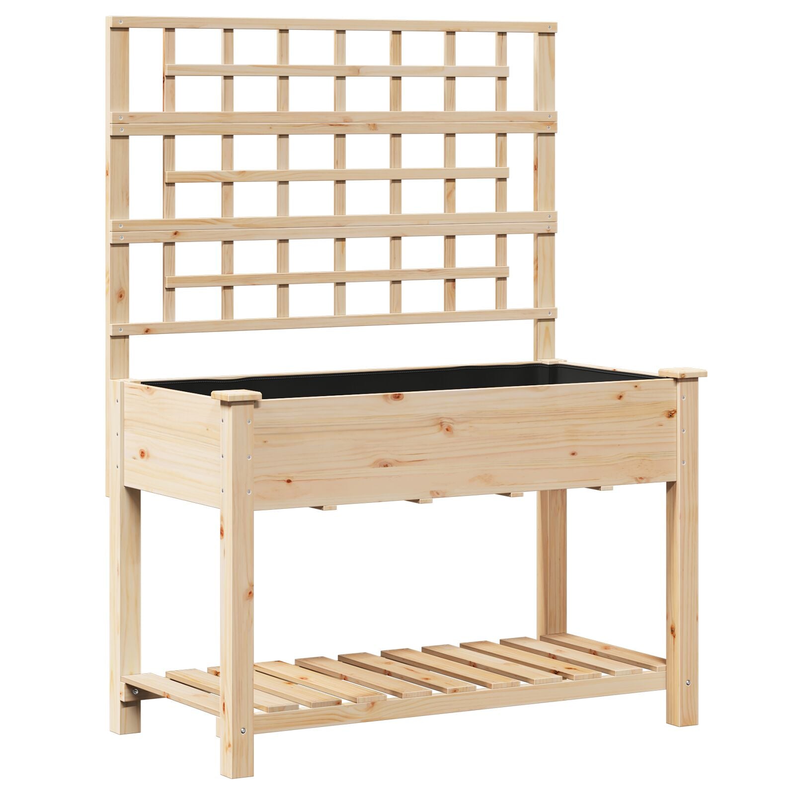 Plantador de Jardín con Enrejado y Estante 115x59x152 cm de Madera Maciza de Pino V0593 Vetonek