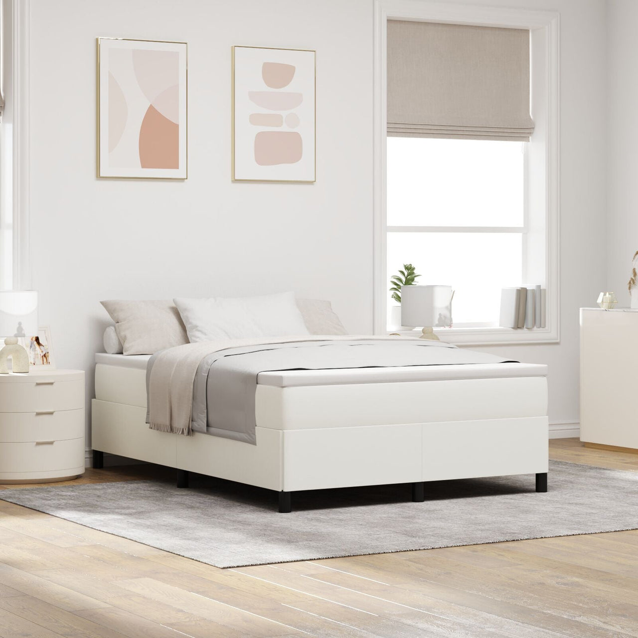 Marco de Cama Crema 140x190 cm Tela de Pana V3143 Vetonek