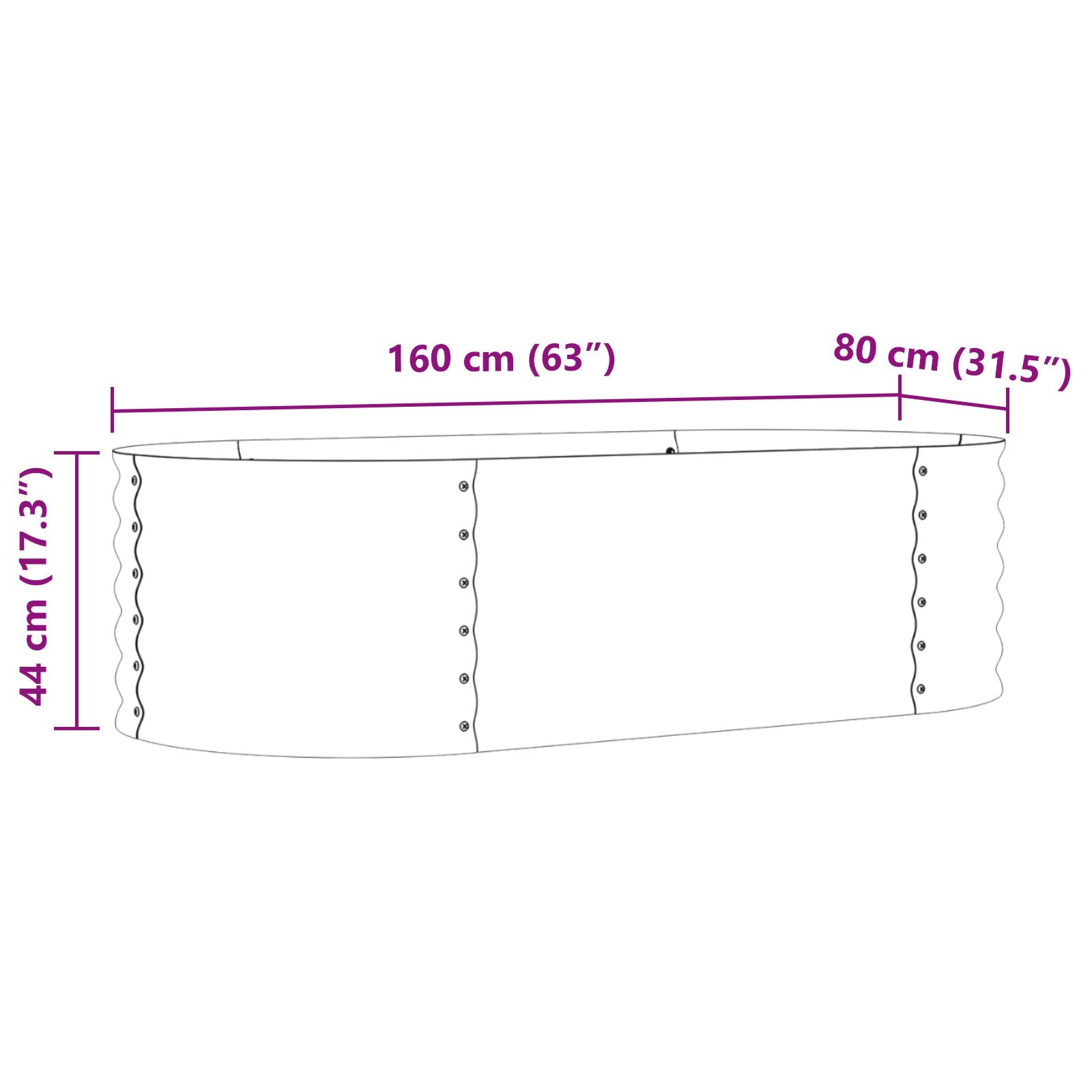 Huerto Elevado Marrón 160x80x44 cm de Acero Galvanizado V3696 Vetonek
