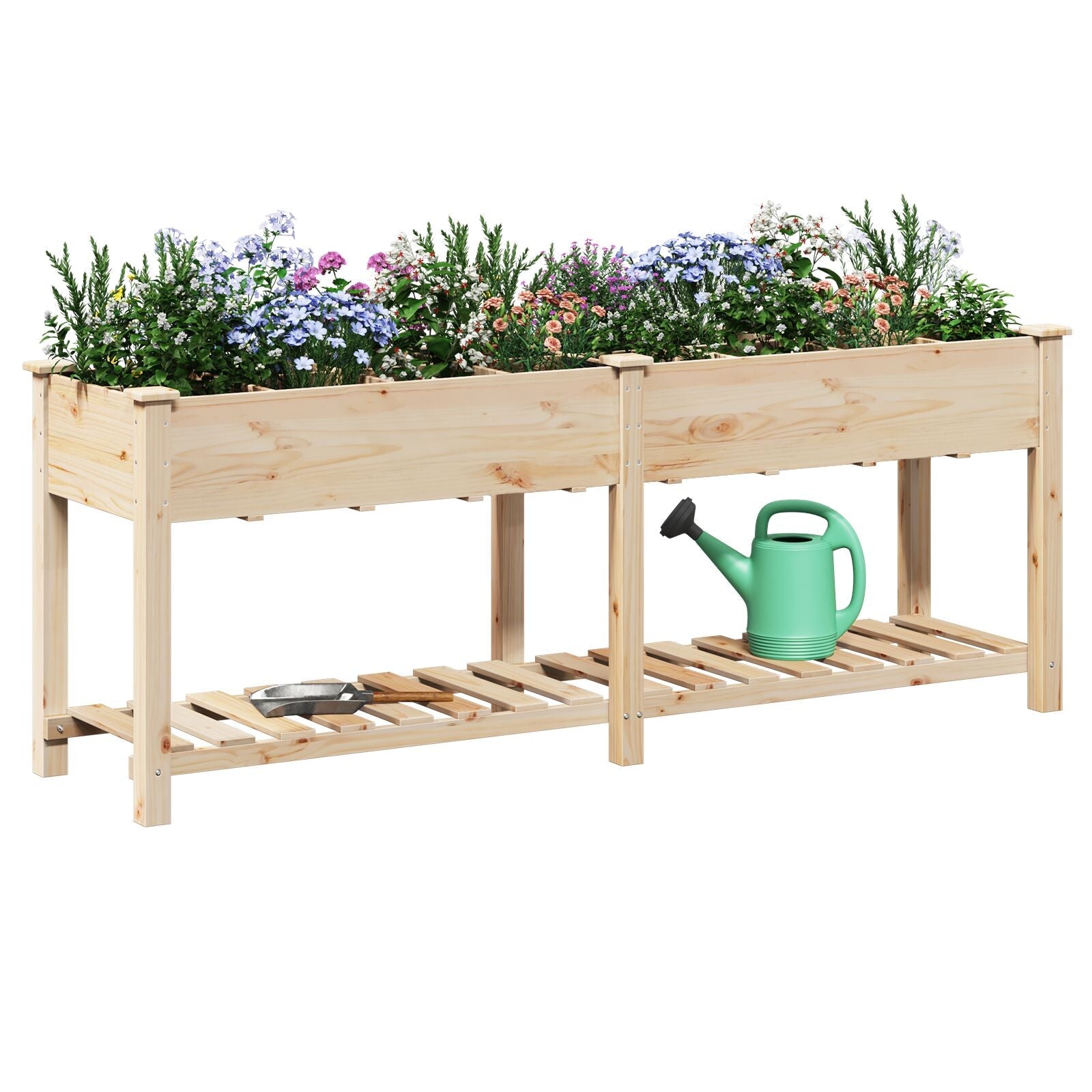 Macetero de Jardín con Rejillas 203x53x76 cm de Madera Maciza de Abeto V0708 Vetonek