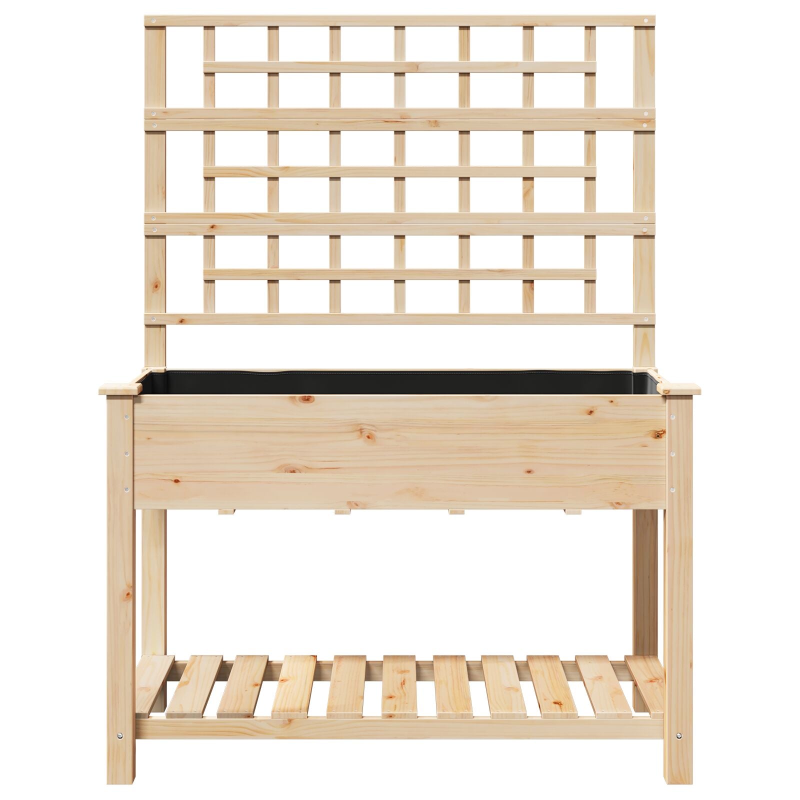 Plantador de Jardín con Enrejado y Estante 115x59x152 cm de Madera Maciza de Pino V0593 Vetonek