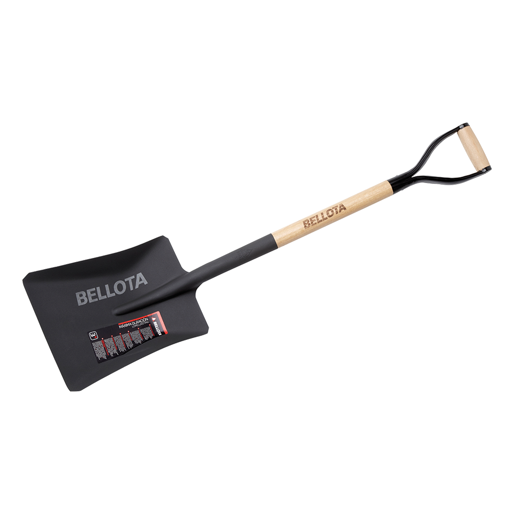 Pala cuadrada Bellota 5502A con mango de anilla de madera de haya