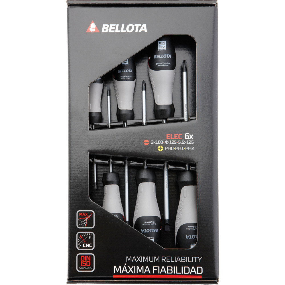 Juego de 6 destornilladores para electricista Bellota 66291