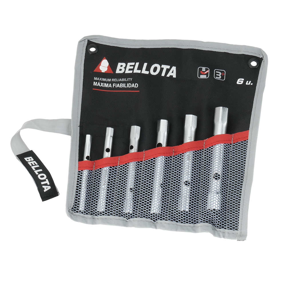 Juego de 6 llaves de tubo huecas Bellota 6495BS en bolsa textil