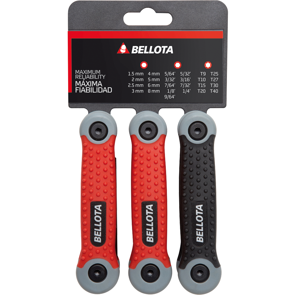 Juego de 3 navajas de llaves Allen y Torx Bellota 6455-P3