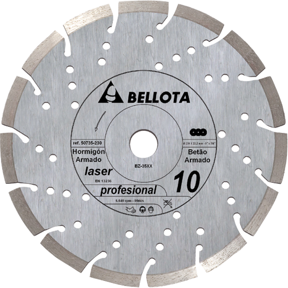 Disco de diamante segmentado Bellota Pro+ 50735 para hormigón armado, vista principal