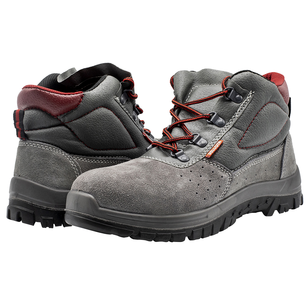 Bota de seguridad Bellota Classic 72304 S1P de serraje gris, vista lateral