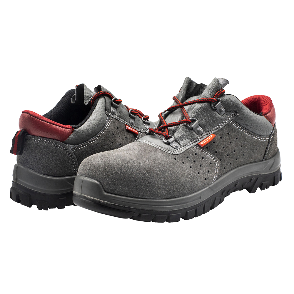 Zapato de seguridad Bellota Classic 72305 S1P de serraje gris, vista lateral