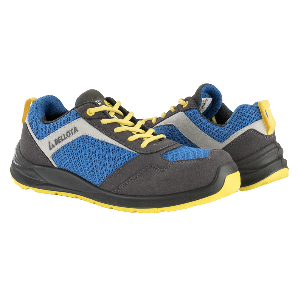 Zapatilla de seguridad Bellota Flex Nitro S1P en azul con refuerzos grises