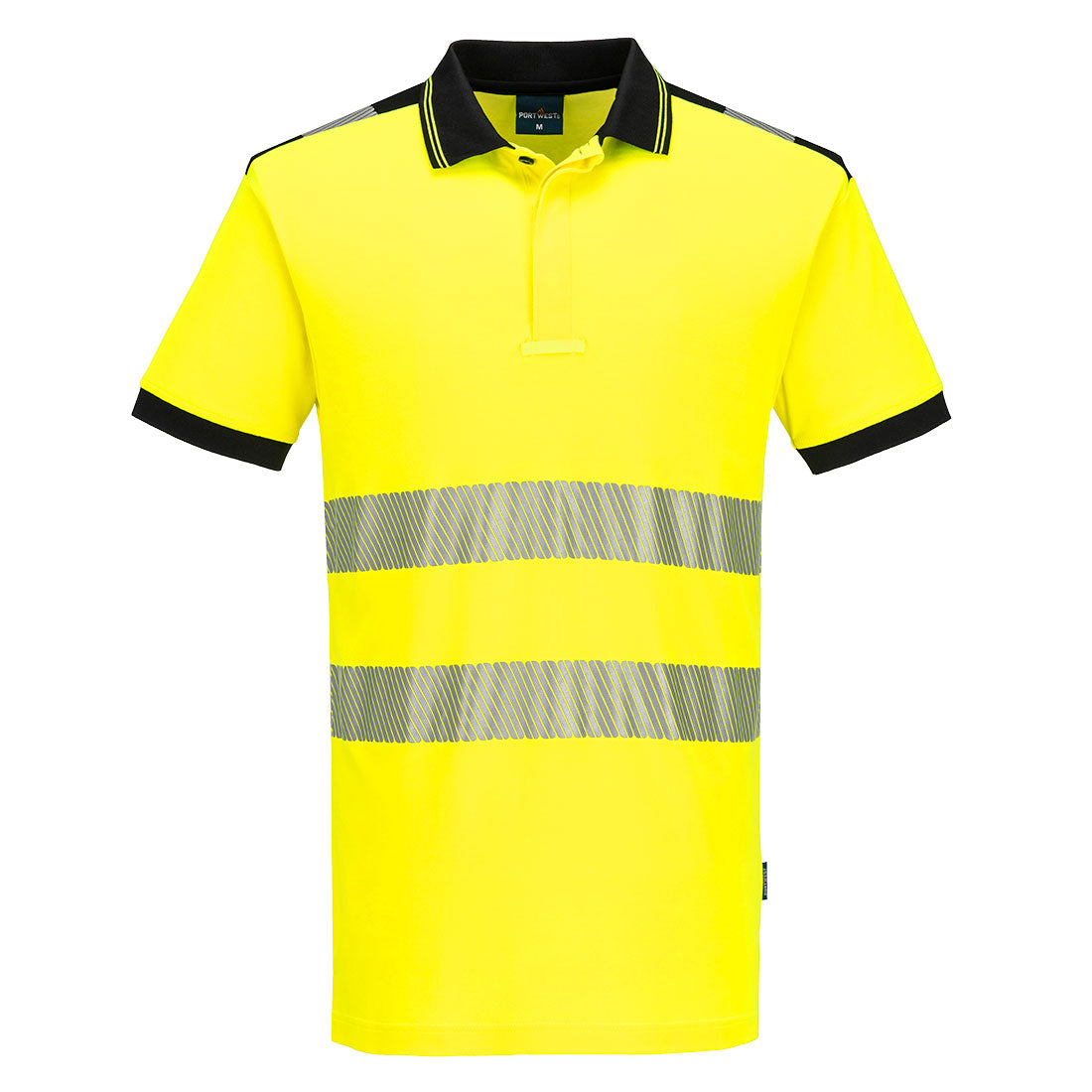 PW3 polo de alta visibilidad Cotton Comfort de manga corta Amarillo/Negro - Portwest PW317