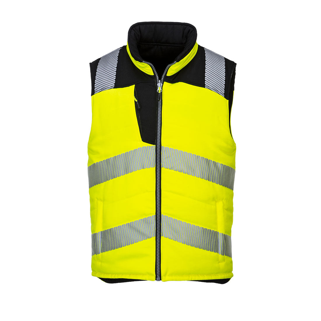 Chaleco de calor reversible PW3 de alta visibilidad Amarillo/Negro - Portwest PW374