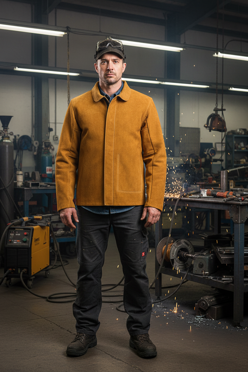 Chaqueta de cuero premium para soldadores