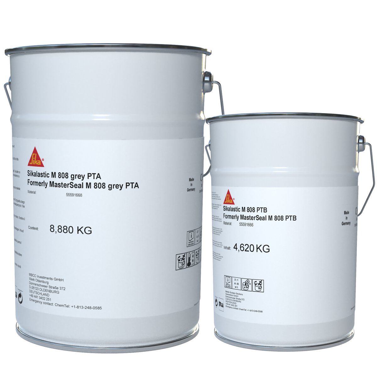 Juego A+B de 13,5 kg de Sikalastic® M 808 de Sika, membrana elástica de poliuretano bicomponente para impermeabilizar estructuras de hormigón - Vetonek