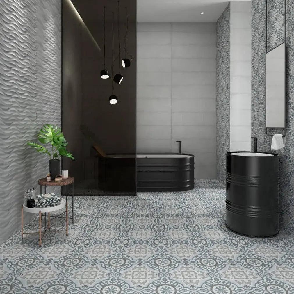 Salle de bain avec sol de carreau hydraulique Málaga
