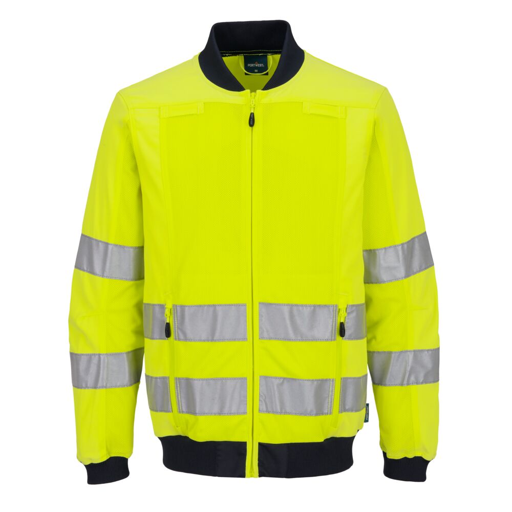 Chaqueta de trabajo de alta visibilidad con paneles de malla Amarillo/Azul marino - Portwest T164