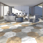 Ambiente salón con listón mármol Verbania Gris - Vetonek