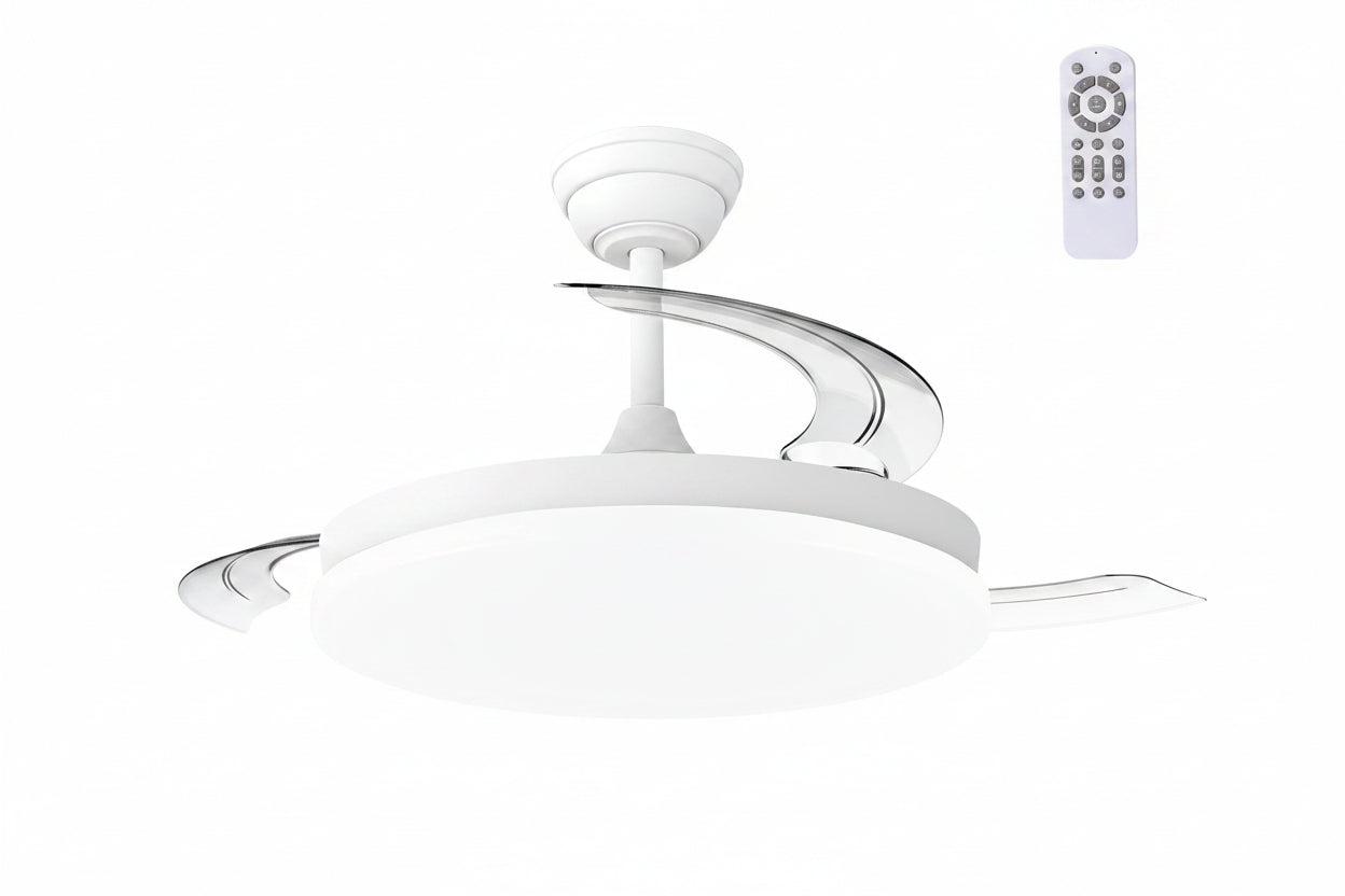 Ventilateur DC Vetonek· Fonction Été-Hiver 48W Blanc 3 Pales 5040lm 3500-4000-6500k Télécommande et Minuteur - Vetonek