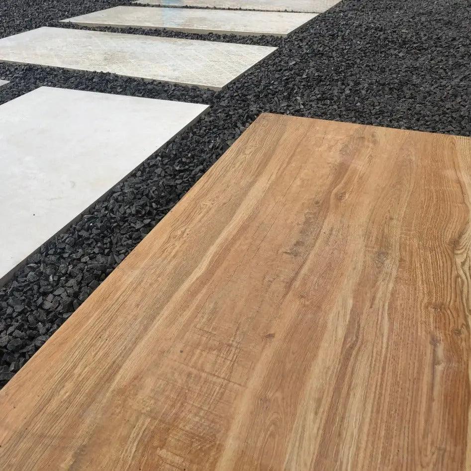 Losa madera roble para camino en el jardin