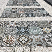 Dalles pour jardin au design en mosaïque de carreaux hydrauliques fabriquées en grès cérame