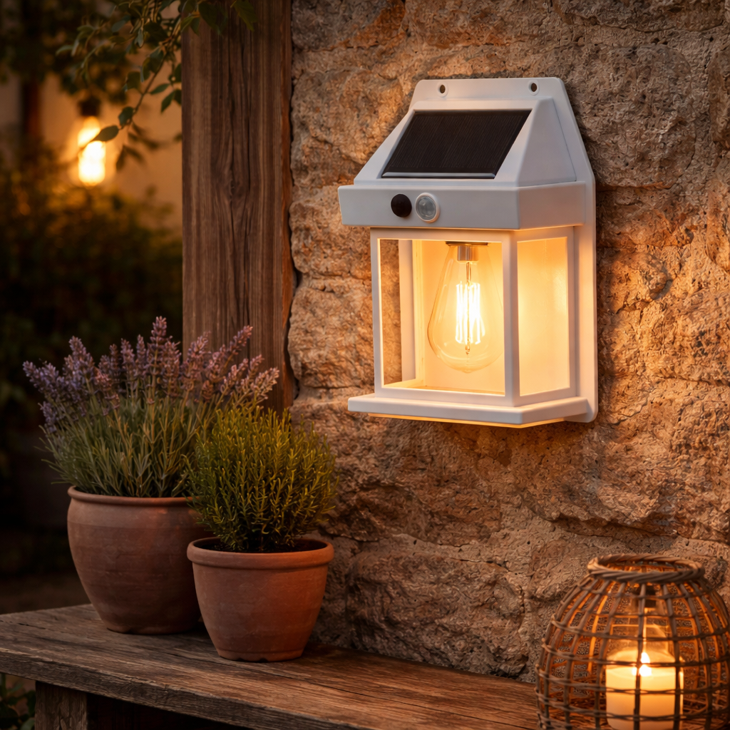 Aplique Solar IP44 3W 3000K 100Lm con Sensor PIR - Blanco — Vetonek