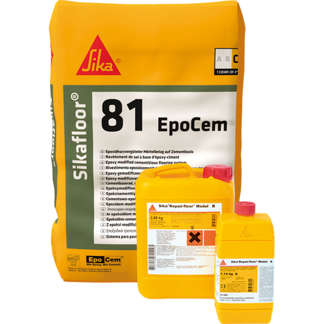 Lote de 23 kg de Sikafloor®-81 EpoCem® de Sika, mortero autonivelante epoxi-cemento y barrera temporal de humedad para pavimentos - Vetonek