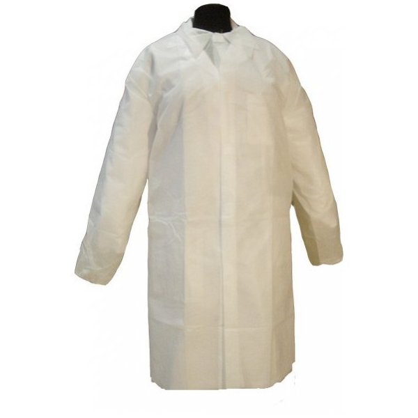 Bata desechable blanca de polipropileno con velcro - Caja 50 uds Vetonek