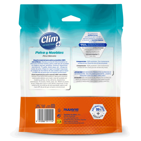 Bayette microfibre antibactérienne Clim - paquet de 8 unités Vetonek