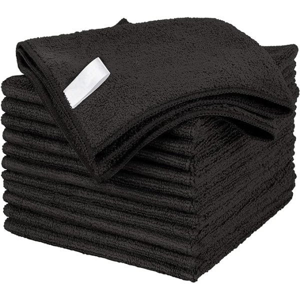 Chiffon microfibre noir multi-usages 38x40 cm - Pack de 12 unités Vetonek