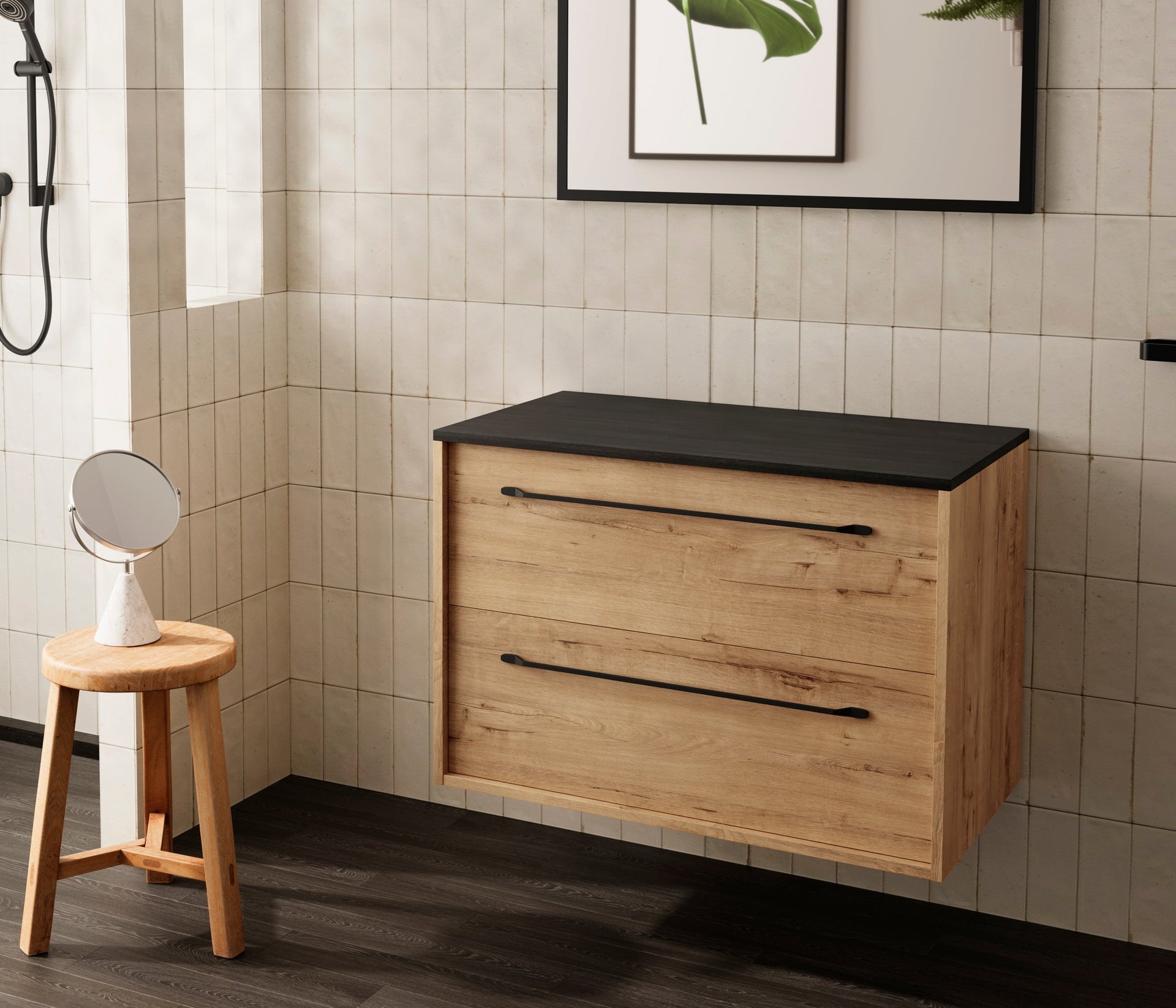 BATHME LENNOX TAP Mueble de Baño sin Lavabo con Encimera Roble Ostippo Ebony - Vetonek