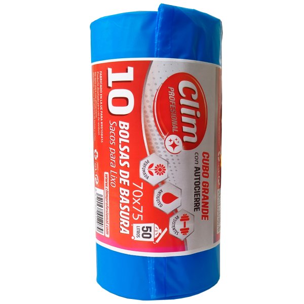 Bolsas de Basura STRONG 50L Autocierre y Perfumadas - Rollo 10 uds Vetonek