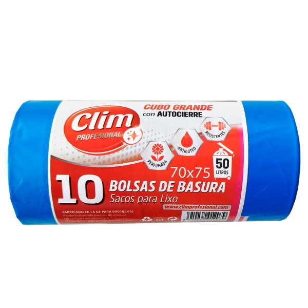 Bolsas de Basura STRONG 50L Autocierre y Perfumadas - Rollo 10 uds Vetonek