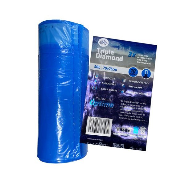 Bolsas de Basura Medianas 50L Triple Diamond con Autocierre Vetonek