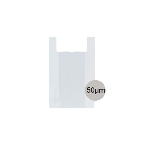 Sacs T-shirt Maxi blancs avec poignées - 50 microns - Pack 1 kg Vetonek