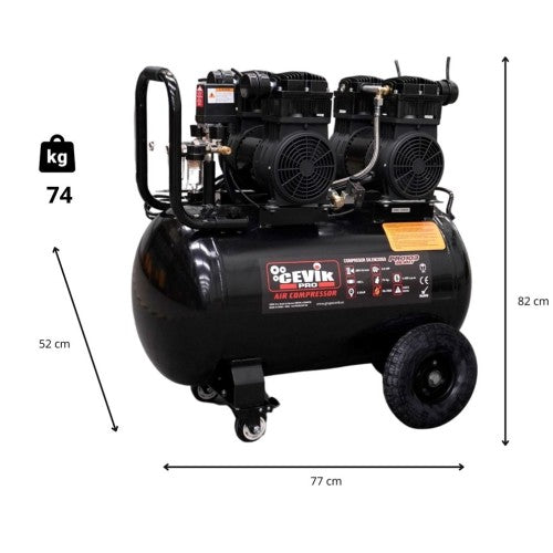 Compresor silencioso sin aceite 100 L y 3 HP Cevik Pro - Vetonek