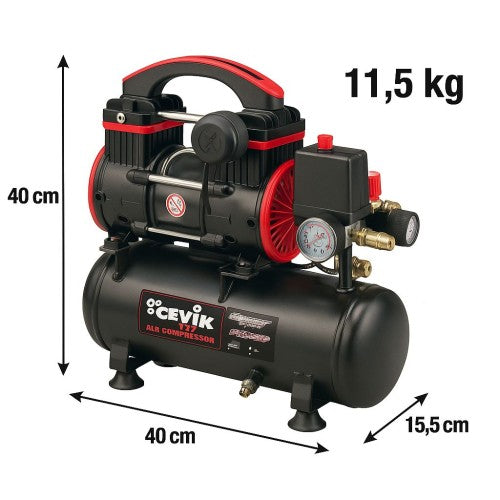 Compresor silencioso sin aceite 6 L Cevik Pro - Vetonek