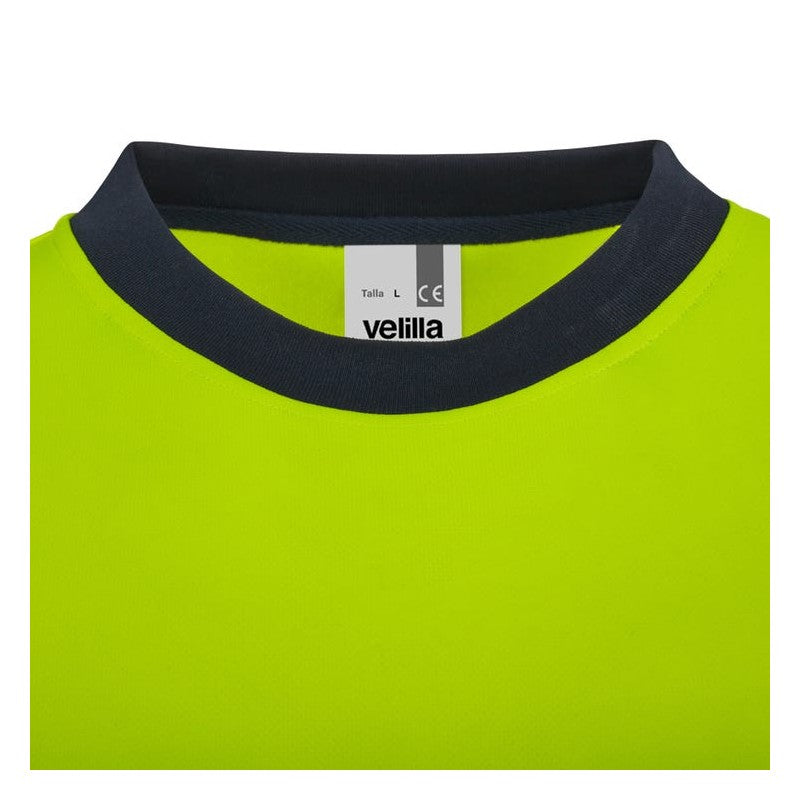 Camiseta reciclada bicolor manga larga Velilla 305635 en gris y amarillo flúor - Vetonek