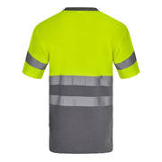 Camiseta de algodón bicolor Velilla 305613 en azul navy y amarillo flúor - Vetonek