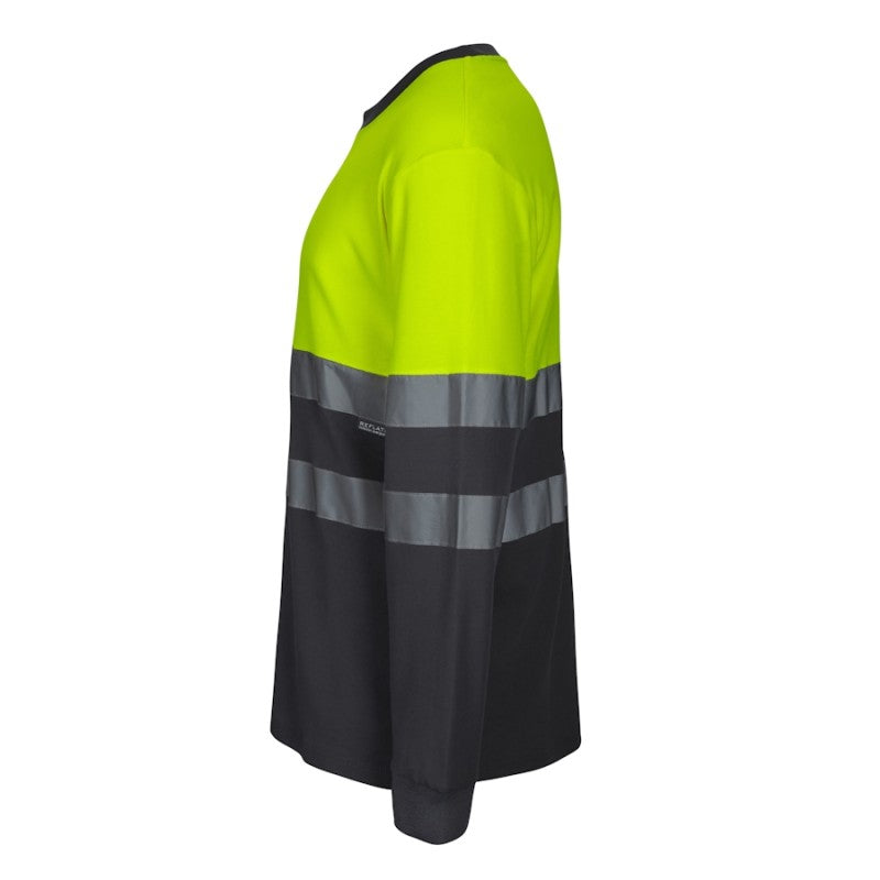 Camiseta bicolor manga larga Velilla 305615 en verde y amarillo flúor - Vetonek